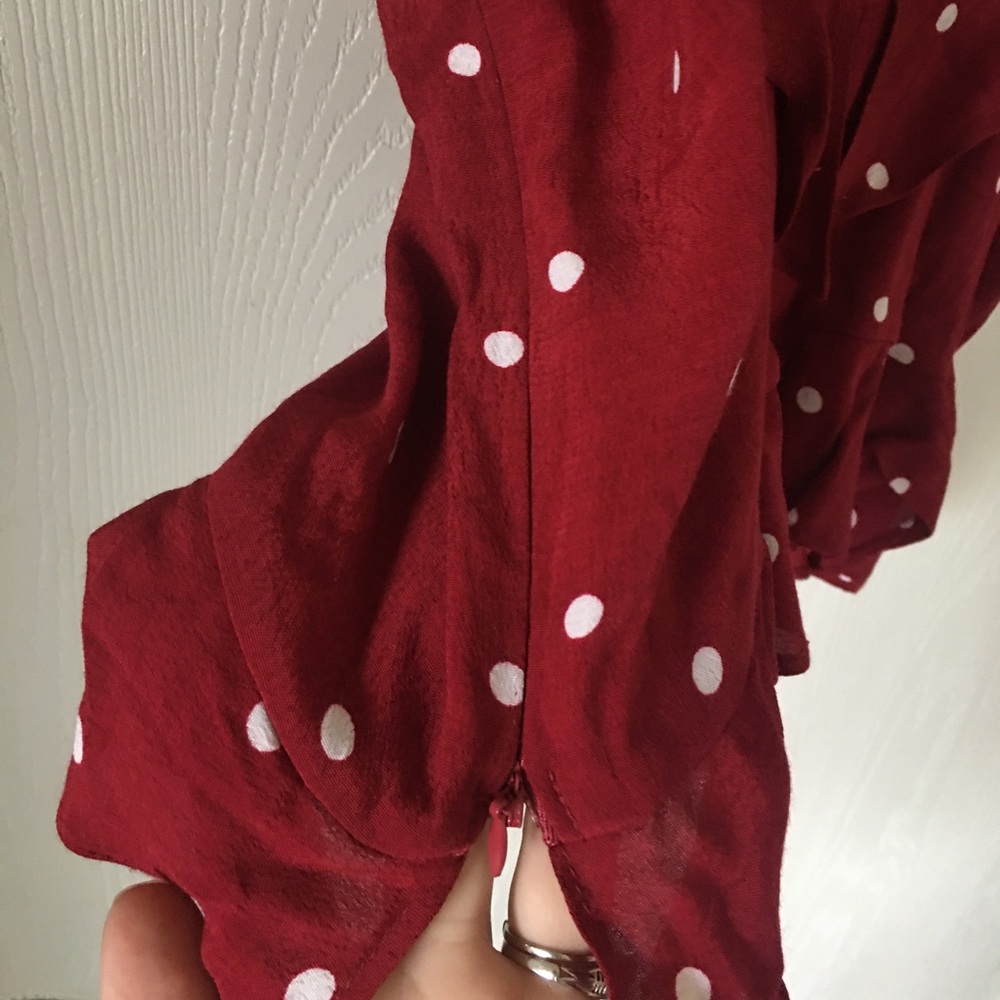 NWOT Leith red ruffle polka dot tie crop top Italian riviera retro vintage - Picture 11 of 12